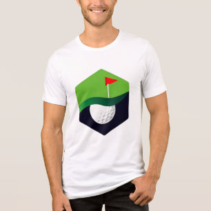 Camiseta Triblenda Icono de pelota de golf estilizada con fondo verde