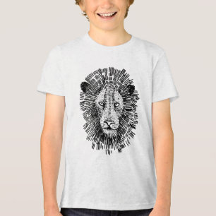 Camiseta Triblenda Ilustración abstracta de cara de león audaz