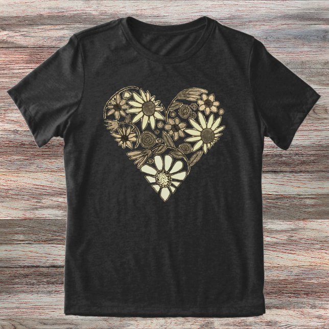 Camiseta Triblenda Ilustracion Boho Floral Heart (Subido por el creador)