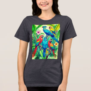 Camiseta Triblenda Ilustración Botánica de Aves Tropicales
