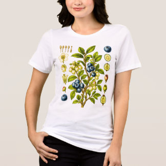 Camiseta Triblenda Ilustración Botánica Vintage de Arándano Azul