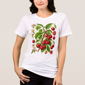 Camiseta Triblenda Ilustración Botánica Vintage de Cereza