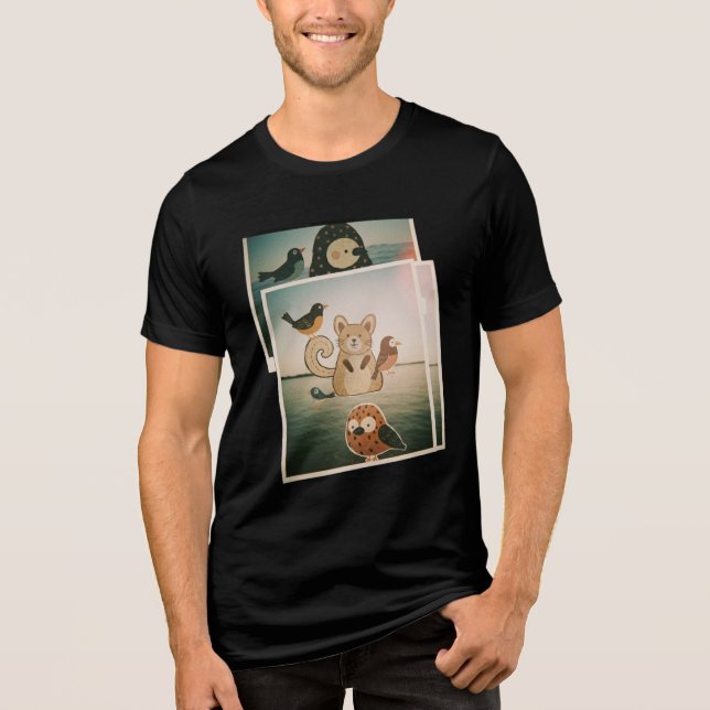 Camiseta Triblenda Ilustracion caprichoso de animales y aves - Natura (Anverso)