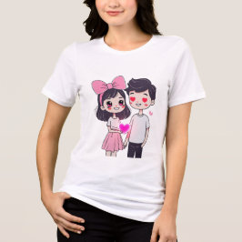 Camiseta Triblenda Ilustracion Cute Kawaii Couple Doodle