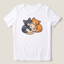 Camiseta Triblenda Ilustración de adorables gatos durmiendo apilados