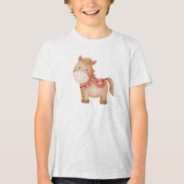 Camiseta Triblenda Ilustración de animal de guardería de poni de acua