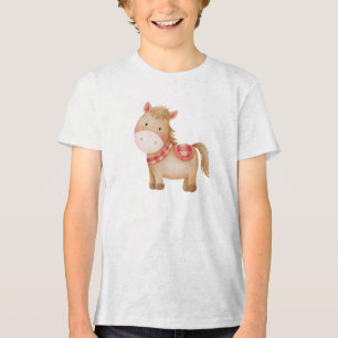 Camiseta Triblenda Ilustración de animal de guardería de poni de acua