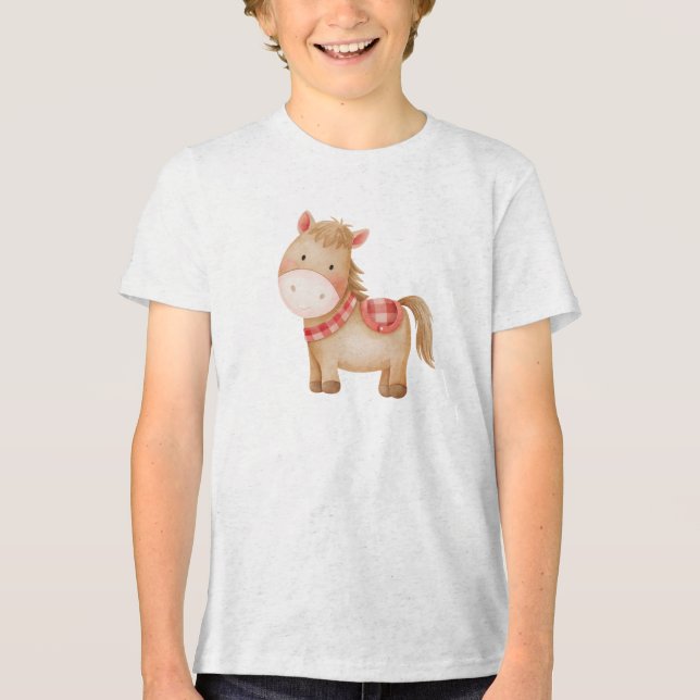 Camiseta Triblenda Ilustración de animal de guardería de poni de acua (Anverso)