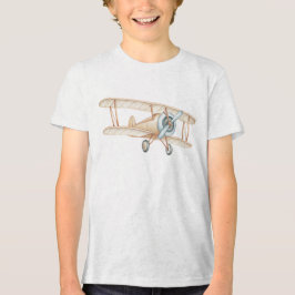 Camiseta Triblenda Ilustración de Avión Biplano Antiguo