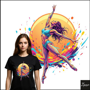 Camiseta Triblenda Ilustración de bailarín abstracto de neón con salt