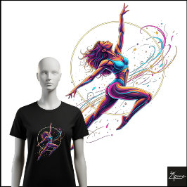Camiseta Triblenda Ilustración de bailarín abstracto de neón con salt