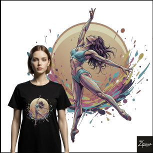 Camiseta Triblenda Ilustración de bailarina abstracta de neón con sal