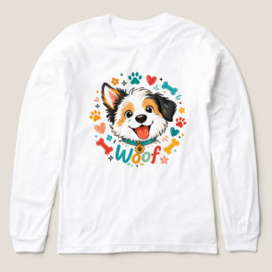 Camiseta Triblenda Ilustración de cara de cachorro linda Woof