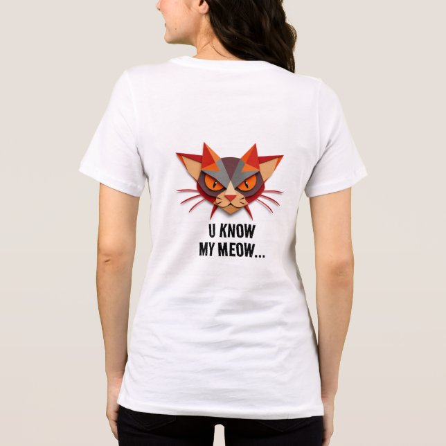 Camiseta Triblenda Ilustracion de cara de gato geométrico (Reverso )