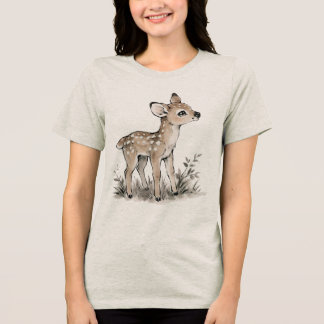 Camiseta Triblenda Ilustración de ciervo cervatillo bebé lindo Estéti
