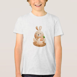 Camiseta Triblenda Ilustración de conejo bebé feliz en huevo
