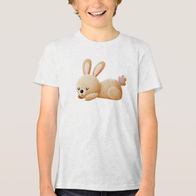 Camiseta Triblenda Ilustración de conejo durmiendo (Anverso)