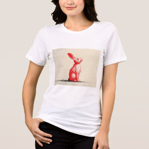 Camiseta Triblenda Ilustración de conejo rojo - Anima vintage minimal