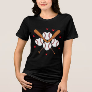 Camiseta Triblenda Ilustracion de corazones y murciélagos de béisbol
