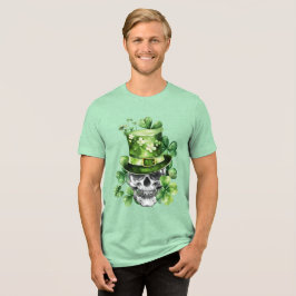 Camiseta Triblenda Ilustración de cráneo vívido con sombrero verde