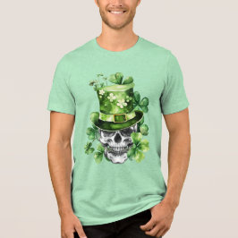 Camiseta Triblenda Ilustración de cráneo vívido con sombrero verde