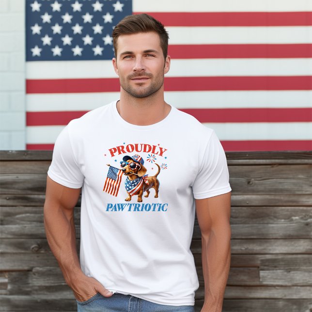 Camiseta Triblenda Ilustracion de Dachshund orgullosamente Pawtriótic (Subido por el creador)