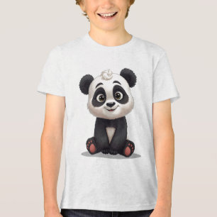 Camiseta Triblenda Ilustración de dibujos animados de oso panda senta
