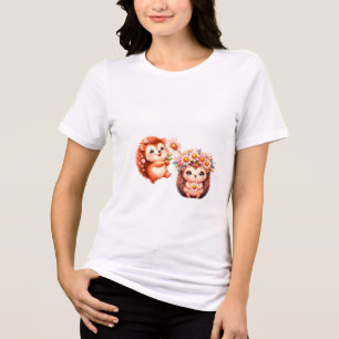 Camiseta Triblenda Ilustración de dúo de erizos florales románticos l