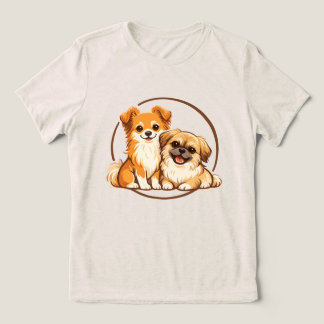 Camiseta Triblenda Ilustración de dúo de perros Pomchi y Pekinés lind