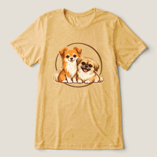 Camiseta Triblenda Ilustración de dúo de perros Pomchi y Pekinés lind