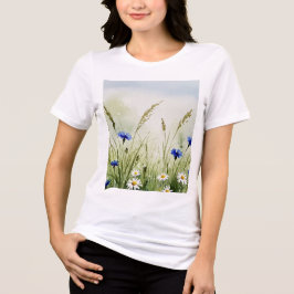 Camiseta Triblenda Ilustración de flores en acuarela