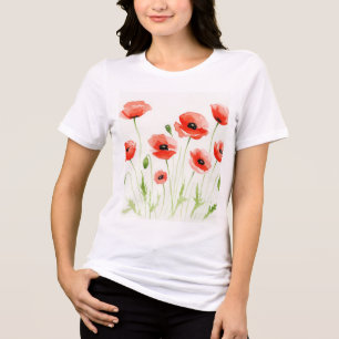 Camiseta Triblenda Ilustración de flores en acuarela