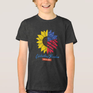Camiseta Triblenda Ilustracion De Girasol 4 De Julio