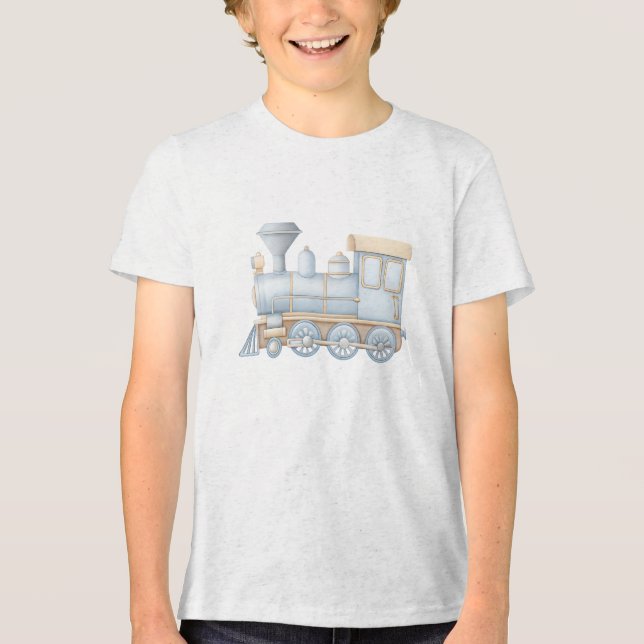 Camiseta Triblenda Ilustración de la locomotora de vapor Pastel Clási (Anverso)