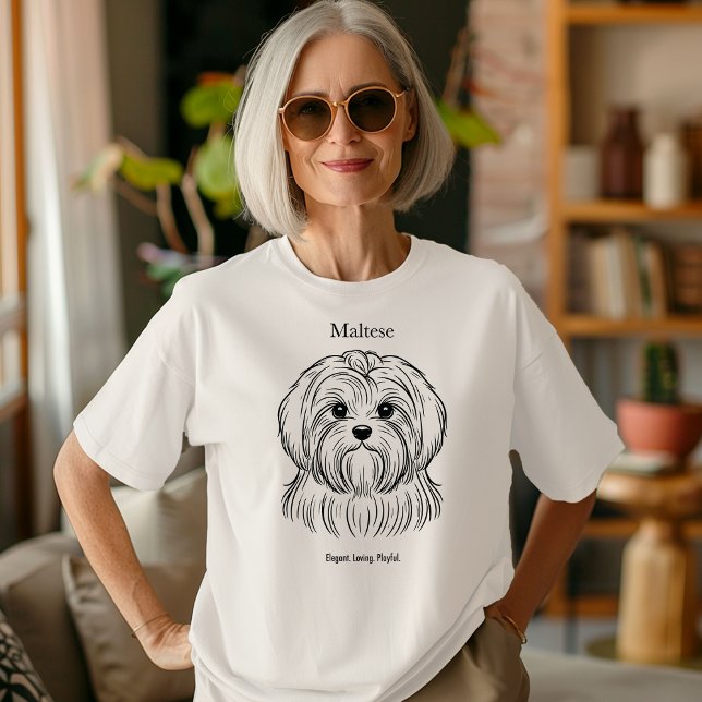 Camiseta Triblenda Ilustracion de línea negra de retrato maltés (Subido por el creador)