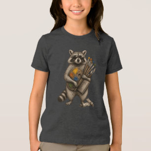 Camiseta Triblenda Ilustración de mapache pintor genial