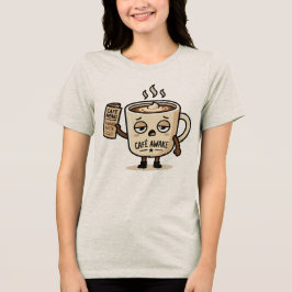 Camiseta Triblenda Ilustración de mascota de café dormida y linda al