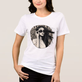 Camiseta Triblenda Ilustración de mujer chic de lujo con cabello desp