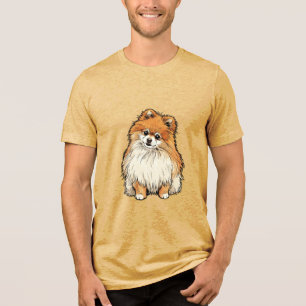 Camiseta Triblenda Ilustración de perro pomerania en estilo pop art c