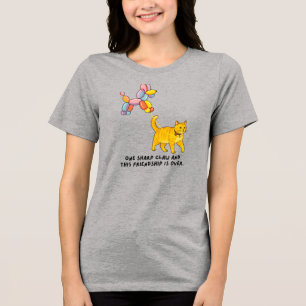 Camiseta Triblenda Ilustración de perro y gato globo