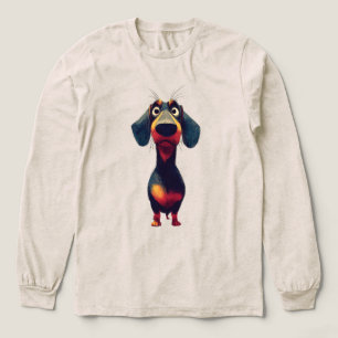 Camiseta Triblenda Ilustración de personaje caprichoso de dachshund