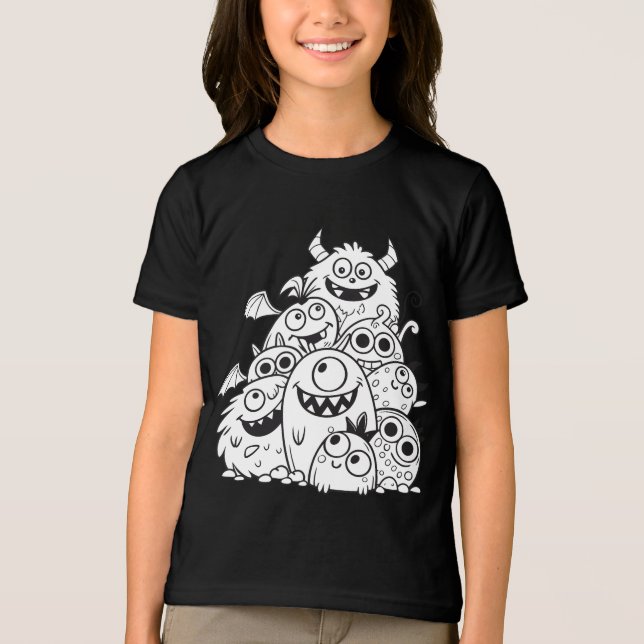 Camiseta Triblenda Ilustracion de personajes monstruosos de personali (Anverso)