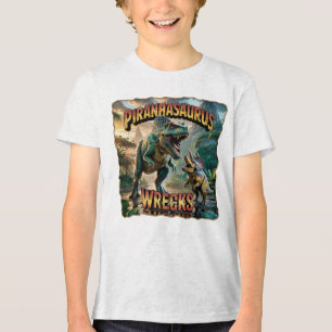 Camiseta Triblenda Ilustración de Piranhasaurus Wrecks – Divertido y