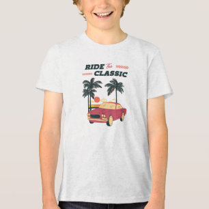 Camiseta Triblenda Ilustración de playa Coche clásico retro