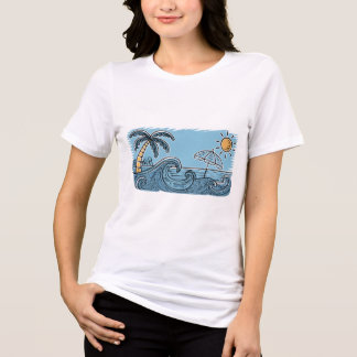Camiseta Triblenda Ilustración de playa con ambiente veraniego