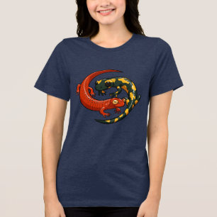 Camiseta Triblenda Ilustración de Salamandra Roja y Salamandra de Fue
