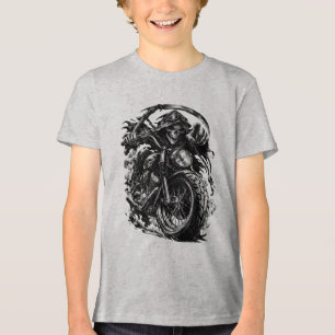 Camiseta Triblenda Ilustración de un motociclista de la Parca