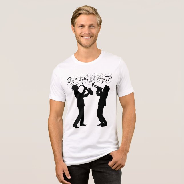 Camiseta Triblenda Ilustracion de un músico de jazz (Anverso Completo)