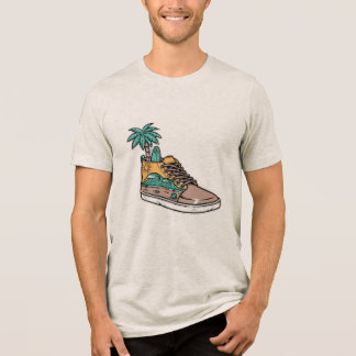 Camiseta Triblenda Ilustración de zapato de palmera y ola de playa