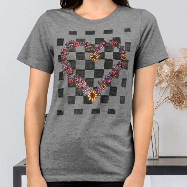 Camiseta Triblenda Ilustracion del corazón floral controlado por retr (Subido por el creador)